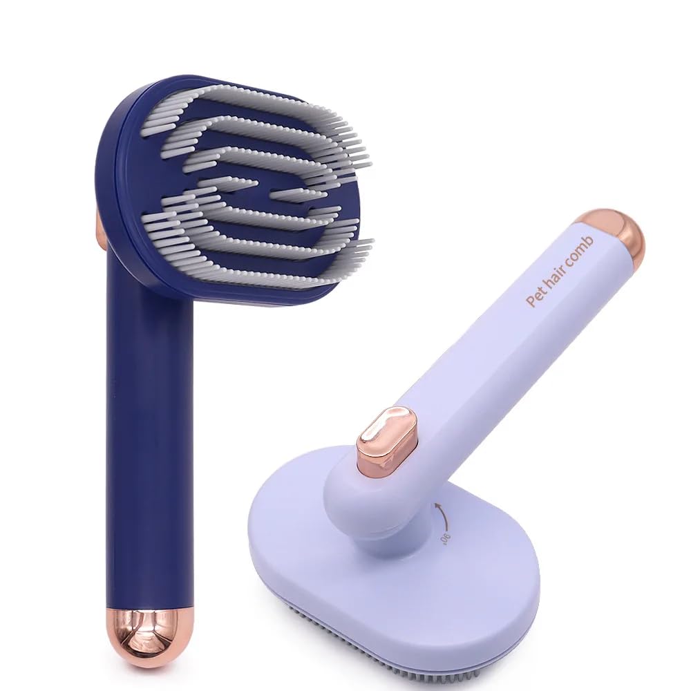 Cepillo para Perros Gatos, Peine para mascotas Elimina Nudos y Pelo Muerto largo y corto. Masaje para mascotas Cepillo Quitapelos, Depilación de mascotas, accesorios mascotas. (Color Azul).