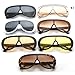 willochra Oversized Pilot Sunglasses Women Fashion Big Frame One Piece Sun Glasses Mask Goggle Trendy Metal Frame Oval Shades (TEA)