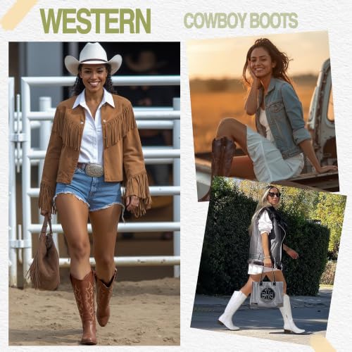 Jeossy Women's Knee-High Western Cowboy Boots w/ Side Zipper (Sizes 6-11, Various Colors) - image 2