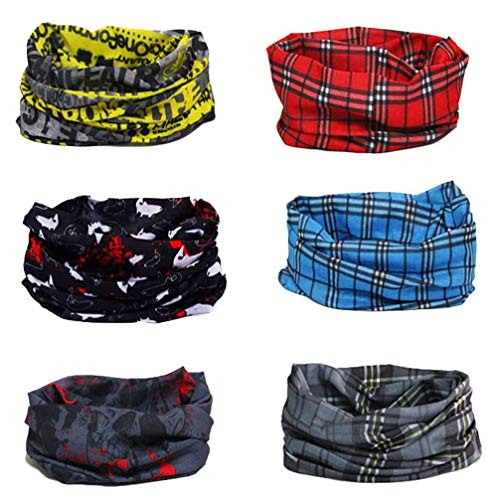 6 PCS Cycling Face Mask,Multifunctional Headwear Headbands,Outdoor Seamless Multi-purpose Magic Scarf Elastic Headband for Running,Hiking,Skiing,Fitness