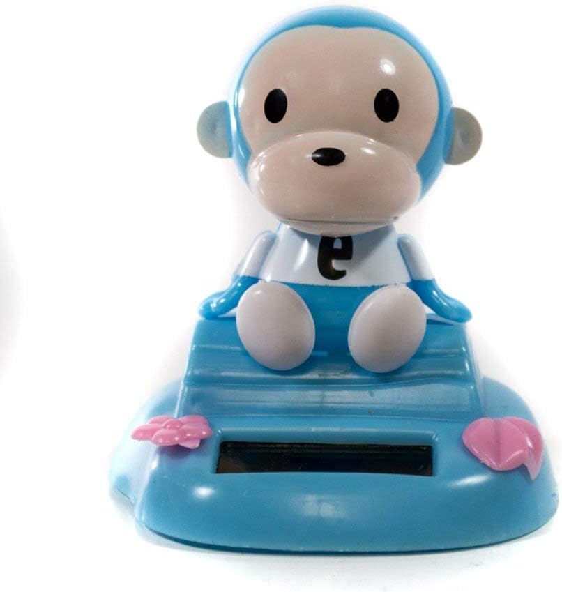 Lisbeth Dahl Solar Bobble Figure Monkey, Light Blue Moving figure with Solar power for car, office, windowsill. Solar Toy – Tivoli by Lisbeth Dahl.