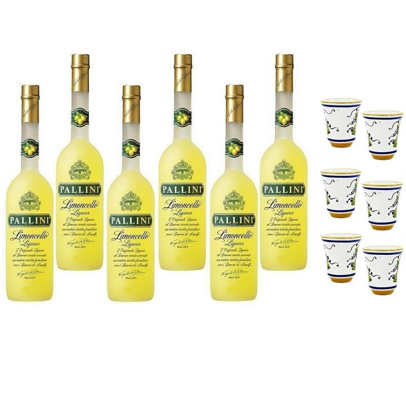 Pallini Limoncello 1 Litro con 6 Bicchieri