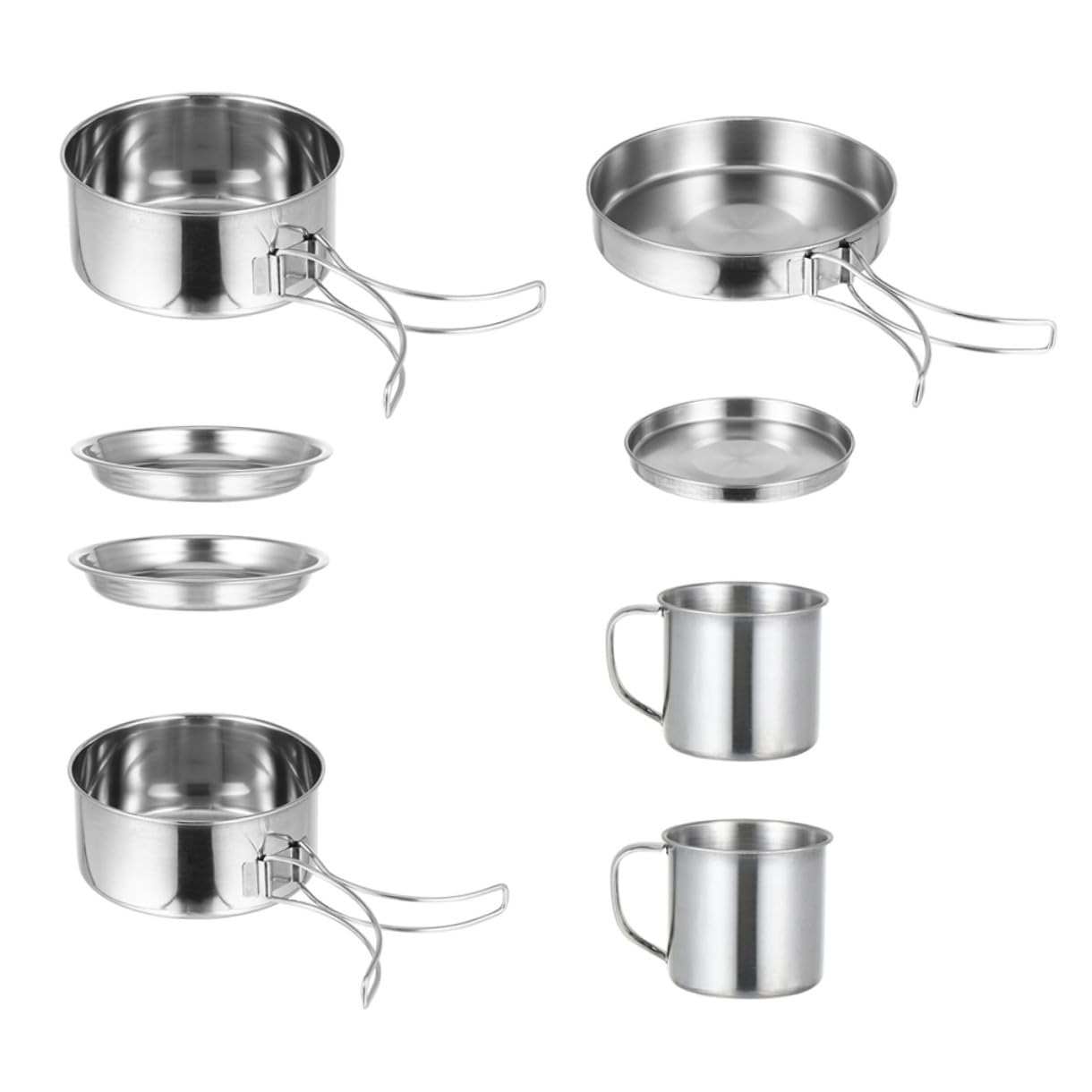 Kit de Casseroles Camping INOX Portable pour Personnes Ustensiles pour Randonnée Pique- et Barbecue Plein Air