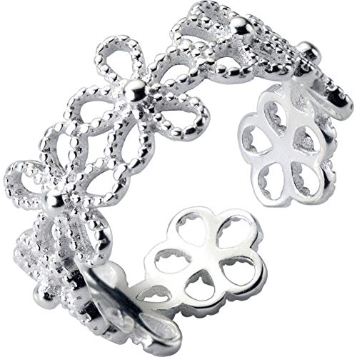 Bague ajustable fleur pour doigts sensibles anneau ouvert de mariage
