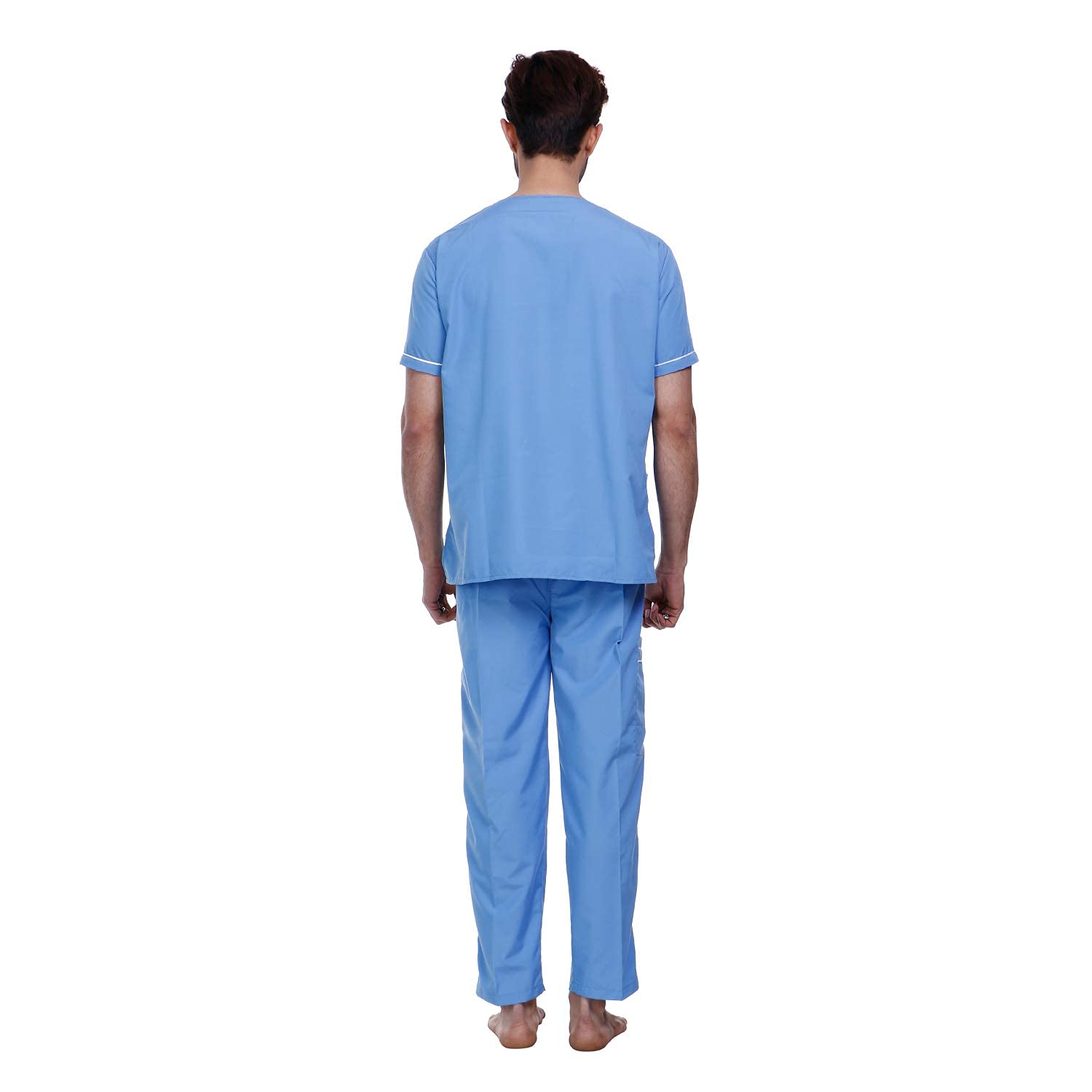 SAINI_MEDICOS - Set di tuta chirurgica unisex con bordino a V, 3 tasche e pantaloni cargo (confezione da 5)