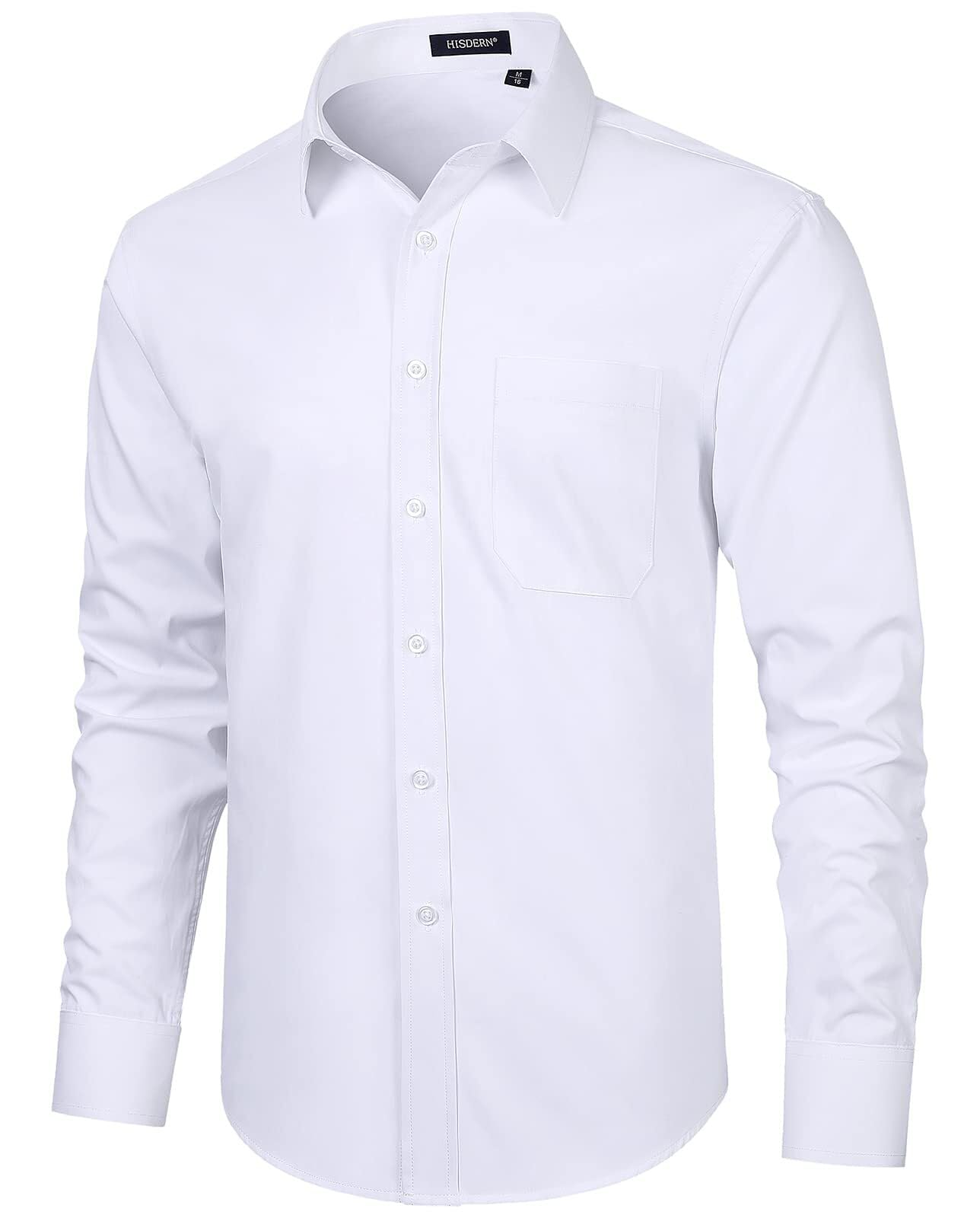 HISDERN Chemise de Ceremonie pour Hommes en Coton, a Manches Longues, Boutonne, a la Coupe Normale, pour Hommes