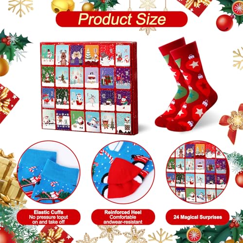 Glitopper 24 Pairs Christmas Sock Advent Calendar 2024 Unisex Socks 24 Days Countdown Gift For Adults Xmas Party Favor thumb #4