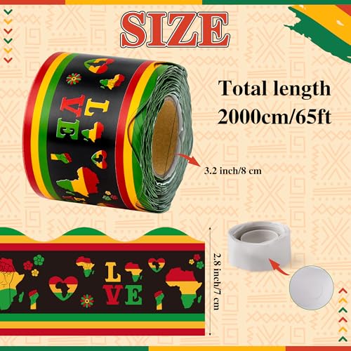 Image of BeYumi Kwanzaa Bulletin Border Trim - 65ft Back to School Juneteenth Scalloped Rolled Border Trim African American Holiday LOVE Bulletin Board Borders Celebration Classroom Chalkboard Party Decoration