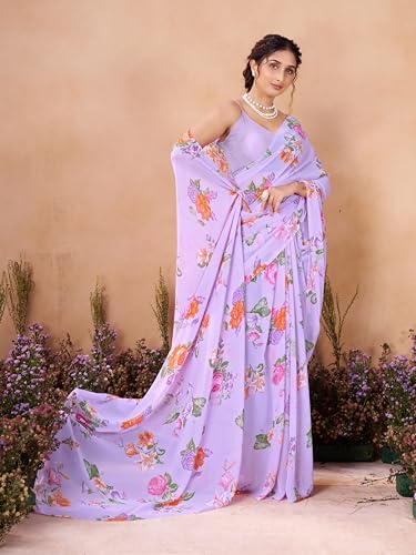 Image of Garden Vareli Women Georgette All Over Floral Printed Saree