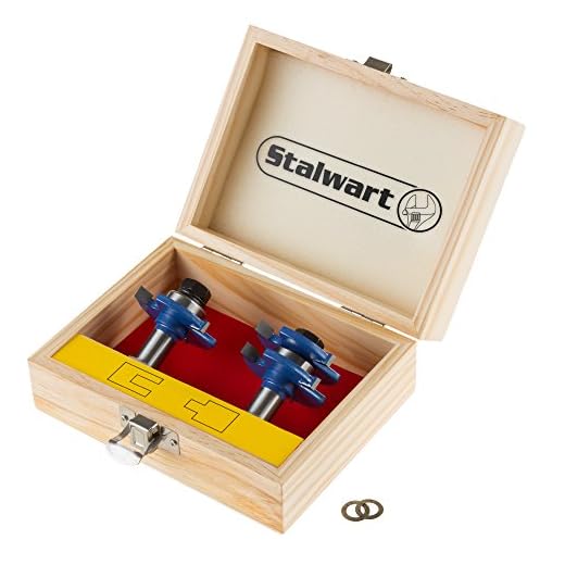 Stalwart - 75-ST6042 Tongue and Groove Router Bit Set With ½ Inch Shank and Wood Storage Box (2 Piece Kit) by (Woodworking Tools for Home Improvement and DIY)