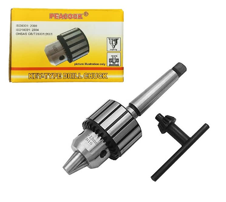GAOCHENG PEACOCK High Precision Industrial 1-13 mm Taper Heavy Duty Drill Chuck with Key and Arbor MT2 Shank for Bench Drill, Milling, Lathe Machine (Silver) (B0BW94MWM7) Amazon Price History, Amazon Price Tracker