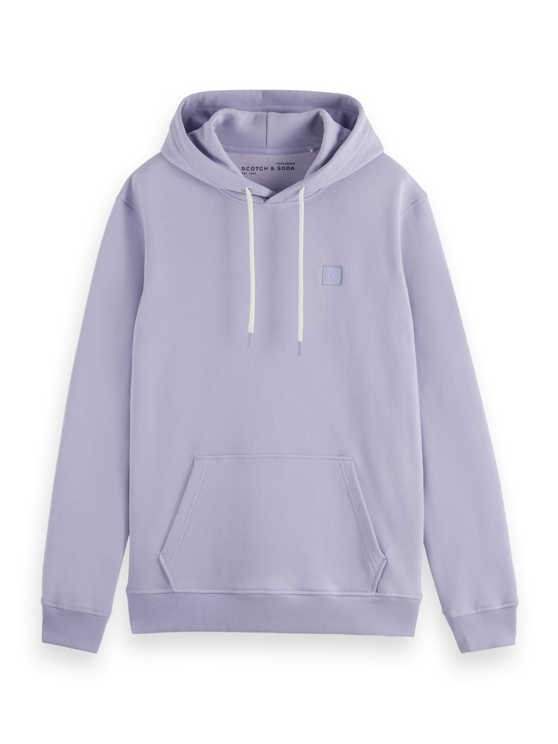 Scotch & Soda Mens Essential Badge Logo Hooded Sweatshirt, Languid Lavender, M UK