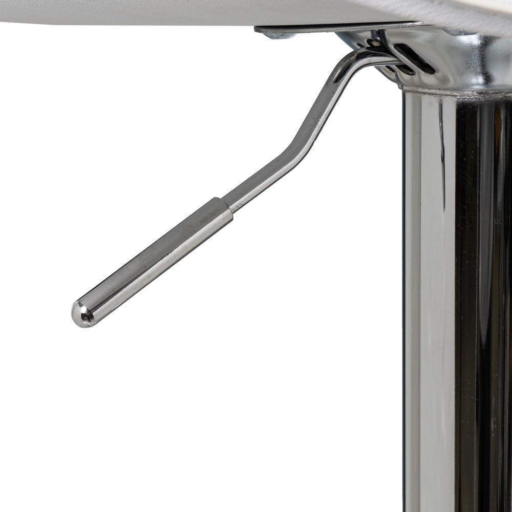 LOLAhome - Set de 2 Taburetes de Cocina Giratorios en 360°, Juego de Sillas de Bar Regulables en Altura de 73 a 83 cm, Estructura Metal y Reposapiés, Blancos