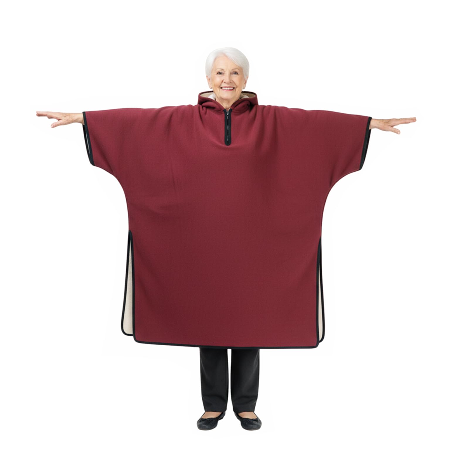 Poncho para silla de ruedas con capucha, capa cálida de invierno para silla de ruedas para ancianos y pacientes discapacitados, diseño de cremallera fácil de poner y quitar, manta resistente al viento