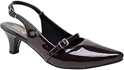 Sapato Slingback Feminino, Scarpin Salto Fino, Bico Fino, Social, Confortável Via Angel 9501.