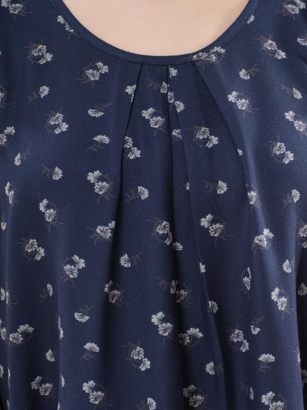 Image of Women's Viscose Blend Comfort Short Nighty with Side Pockets | Soft Printed Short Night Dress for Everyday Wear | Easy to Wear (CS5001)