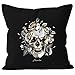 Autiga® Housse de coussin avec tête de mort et roses - Motif tête de mort - Noir - Taille unique