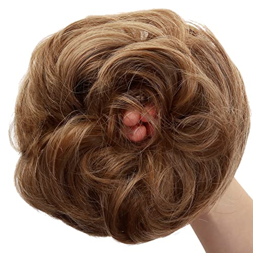 JJstar Messy Hair Bun Curly Wavy Hair Scrunchies Accessories Pieces for Women Girls Synthetic Chignons (Brown Blonde) - Image 4