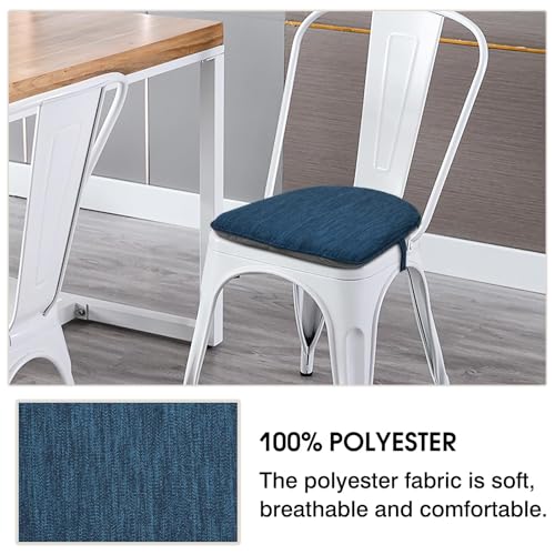 Image of baibu Set of 4 Memory Foam Dual-Layer Design Metal Dining Chair Pads Bar Stool Cushion with Ties for Metal Chairs or Bar Stools - 4 Cushions Only (Dark Blue, 14x14x1.5in)