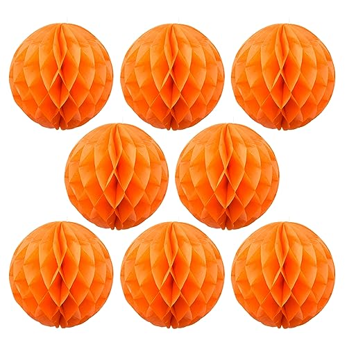 Ruidee Lot de 8 boules en papier nid d'abeille pour décoration de mariage, fête d'anniversaire, fête prénatale (20,3 cm, orange)