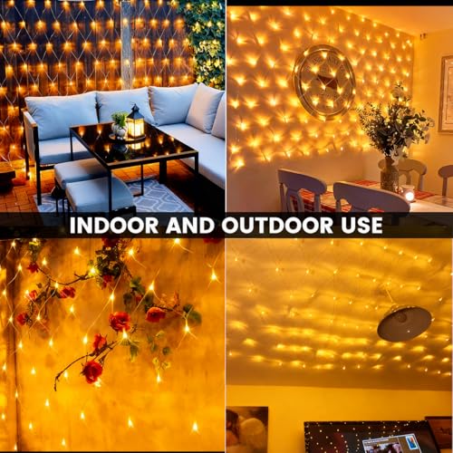 Net Lights Outdoor, 208 LED 3M x 2M Mesh Fairy Lights Plug In Christmas Net Lights with Remote Timer, 8 Modes Waterproof Outdoor Christmas Lights for Garden, Windows, Fence, Tree, Balcony Decorations - Image 5