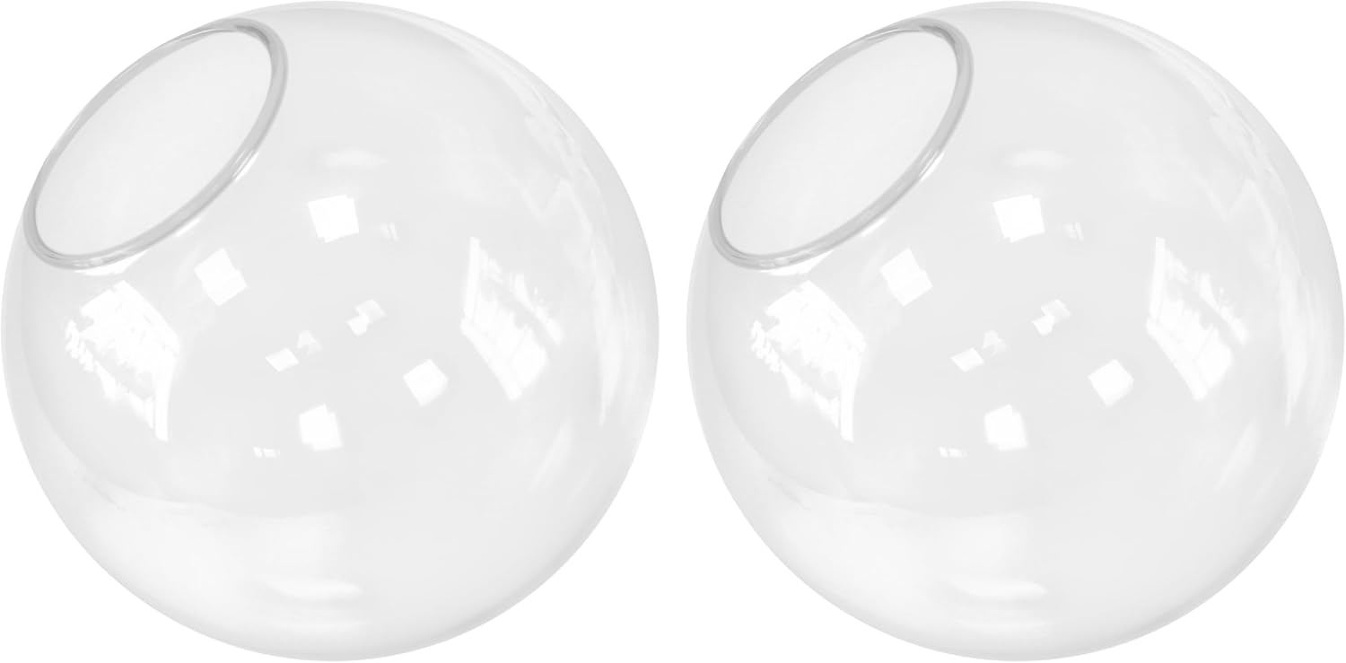 KoKo&Yukina 8 Inch 2 Pack Clear Glass Globes Shade Replacement Glass Shades - 3.35" Fitter Opening - Lighting Fixture Replacement 8" High Clear 2 Pack