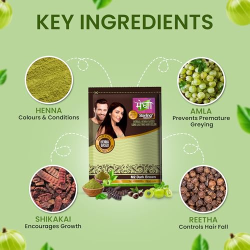 Megha Mehandi Hair Colour for Women & Men, Henna Based Mehndi, Organic Hair Dye Without Chemicals and Ammonia, Dark Brown, 10 g (Pack of 10)