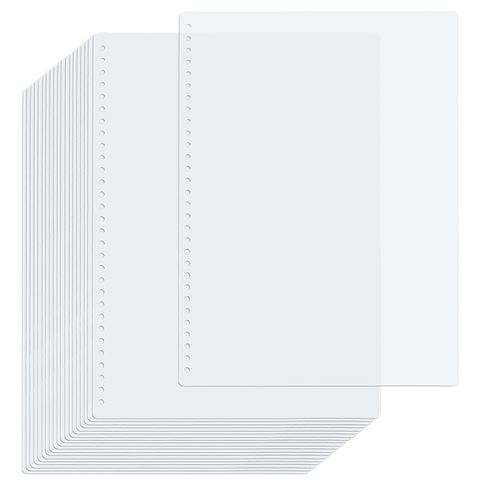SUPERFINDINGS 20 Pack Clear Cover Sheets 19.68 Mil Pre-Punched Binding Covers 30x21.5cm/11.81x8.46inch A4 Plastic Page Protector with 30Hole Report Covers
