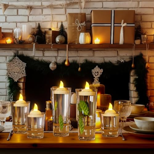Image of Coku Flameless Floating LED Candles, Waterproof Water Sensor Tealight Diyas, Battery Operated Decorative LED Tea Lights for Diwali, Wedding, Christmas & Home Decoration (Warm White, Pack 12)