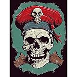 Artery8 Old School USA Tattoo Ink Body Art Pirate Skull Rockabilly Americana 50s Large XL Wall Art Canvas Print