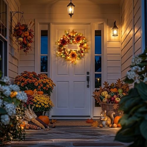 Valery Madelyn 24'' Collapsible Pre-Lit Fruits Fall Wreath for Front Door - image 5