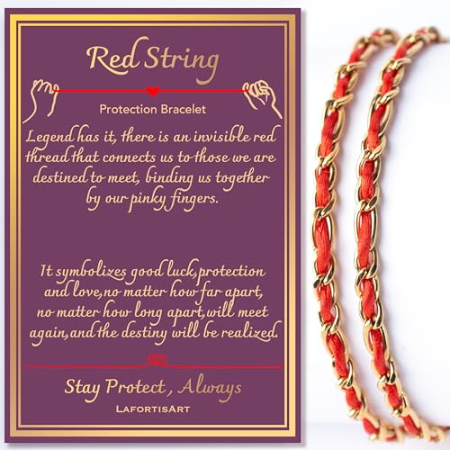 LAFORTISART Red String Protection Bracelet, Gold Chain Red String Matching Bracelets for Couple, Friends Matching Bracelets Pulsera Roja De Protection Mujer