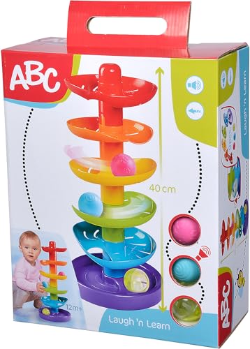 Simba 104010053 - ABC Regenbogen Kugelturm, Rollbahn, Kugelbahn, Babyspielzeug, 5 Bunte Ebenen, 1 Basis, 3 Bälle, 40cm, ab 12 Monaten, Motorikspielzeug