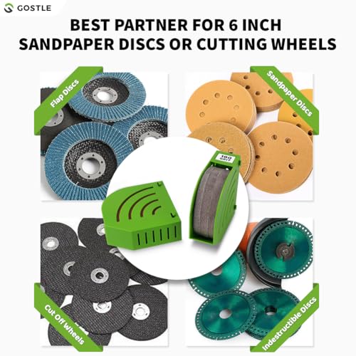 gostle 150 mm Sanding Disc Storage Box, Sandpaper Organizer with 8 Bins – Space-Saving Storage Rack, Offset Snap-On Connection, Grit Classification, Efficient Organization, Green - Image 4