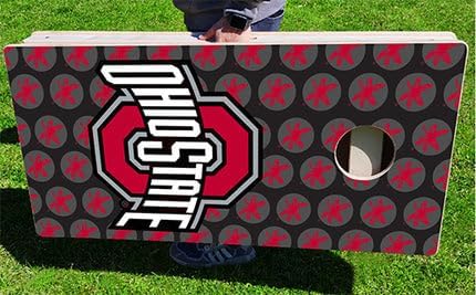 Ohio State Buckeyes Blackout Premium Pro Cornhole Bean Bag Toss Game 24x48 with 8 Regulation 16oz Bags