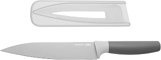 Leo Ceramic Coated Non-Stick Carving Knife with Soft Touch Handle, 19cm, Stainless Steel, Grey, 19 cm