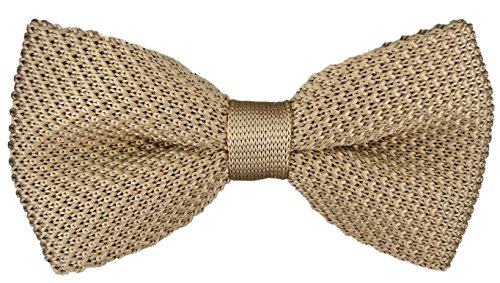 TigerTie qualité Nud papillon tricotée en beige unicolor + boîte - Nud papillon 30 cm bis 55 cm réglable