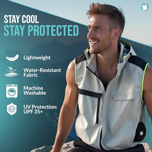 Image of Cooling Fan Vest for Men & Women Breathable Safety vest with 16000mAh Battery 12V Fan 4-Speed Airflow