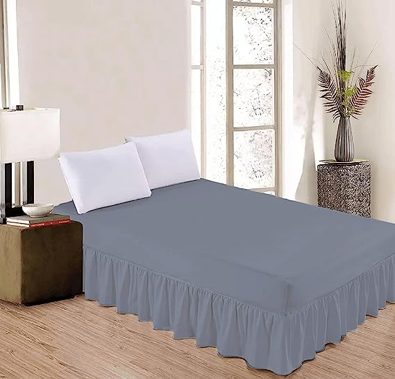 British Home Bedding - Luxury Valance Fitted Sheets - Plain Percale Quality Bed Sheet (Grey, Super King), Gray - Image 2