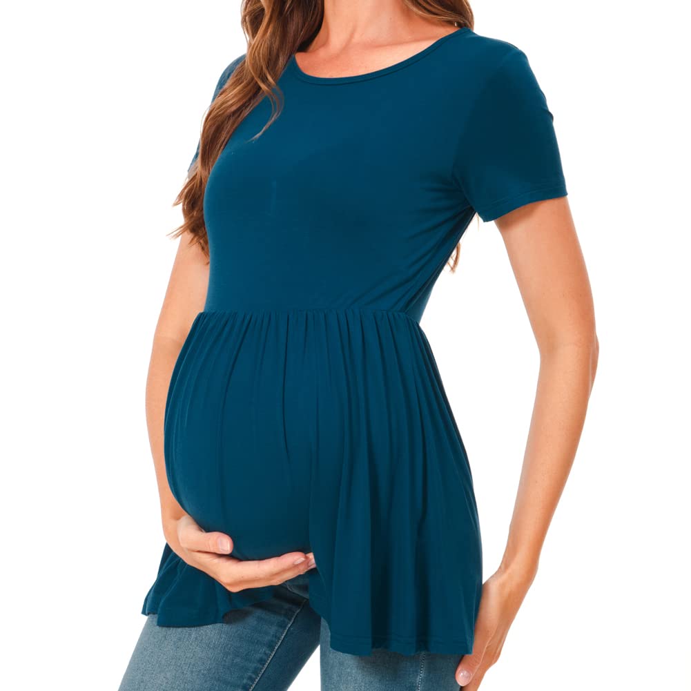 Bearsland Top maternità Donna Manica Corta Girocollo Camicia maternità Vestiti Gravidanza