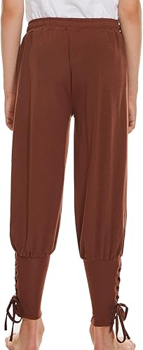 Miniatura 6 de Pantalones de pirata medievales con banda de tobillo para niños, disfraz de pirata vikinga renacentista, Halloween, cosplay, pantalones góticos a