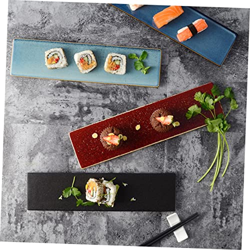 Plato rectangular de cerámica azul Zerodeko para sushi miniatura 6