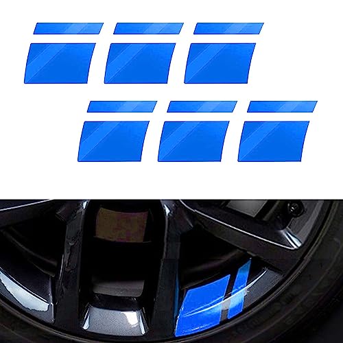 Image of gunhunt 6 PCS Car Reflective Stickers, Wheel Rim Decal Stripes Car Decals, Automotive Decals Hash Stripe Stickers for 18-21 Inch Wheels Tire Rim Safety Decoration Accessories (Blue)