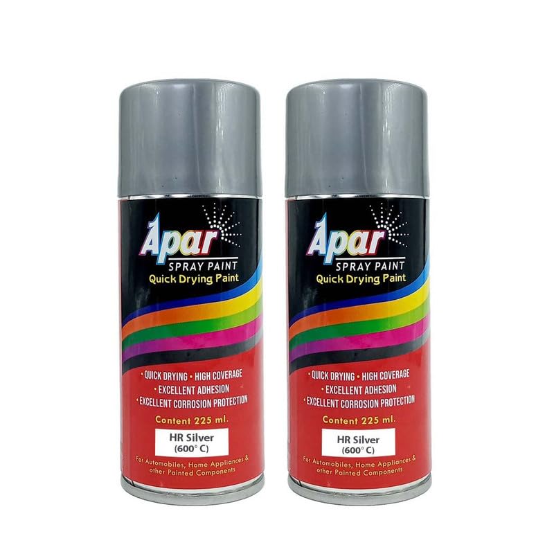 APAR Heat Resistance Spray Paint Can SILVER -225 ml (Pack of 2-Pcs), For High Heat Surface Like silencer, boiler,chimneys etc. (B09NGKY9L6) Amazon Price History, Amazon Price Tracker