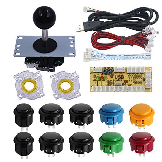 SJJX DIY Arcade Game Button and Joystick Controller Kit for Rapsberry Pi and Windows,5 Pin Joystick and 10 Push Buttons 822a08 mix black