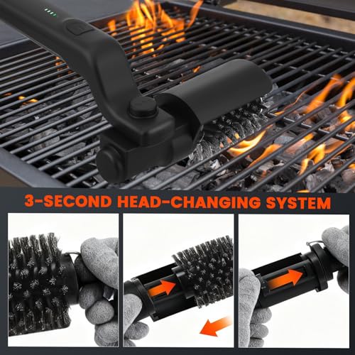 Brosse à barbecue électrique à piles avec tête réglable à 180° - 7