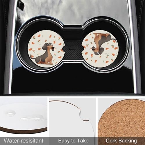 Portavasos para carro 2PCS diseño I Love My Dog Dachshunds miniatura 5