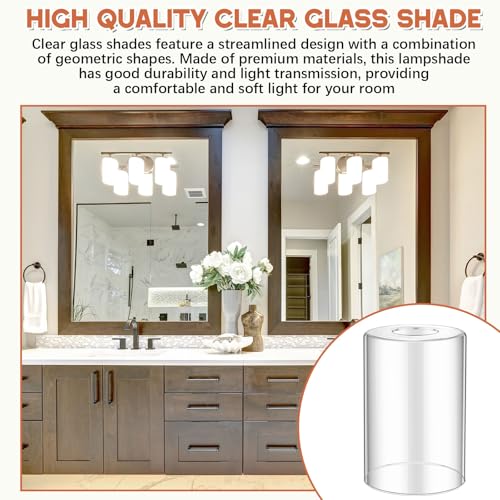 Image of Teenyyou 1 Pcs Clear Glossy Glass Shade Replacements for Pendant Light Fixtures Glass Lamp Shade Cover, 1-5 /8 Inch Fitter E26 Base, 4 inchw x 6 inchh, Replacement Lamp Globe for Chandelier Wall Sconce