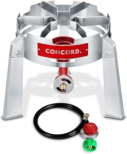 CONCORD Titan Burner. Quemador de propano único de acero inoxidable. Ideal para acampar, enlatar, cocinar al aire libre, elaboración de cerveza