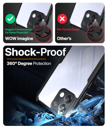 Image of WOW IMAGINE Shock Proof Clear Protective Back Case for Oppo K13 5G - AirEDGE Technology | 360 Degree Camera Protection | Transparent Hybrid Back Case Mobile Cover - Black